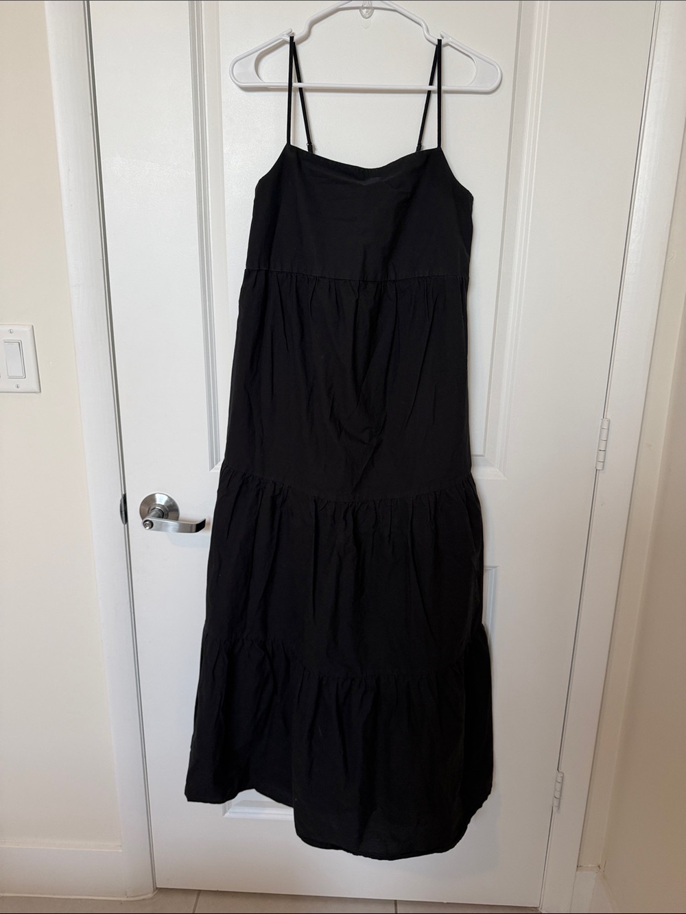 GAP Black Spaghetti-Strap Tiered Maxi Dress